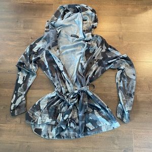 Camo hooded sweater cardigan